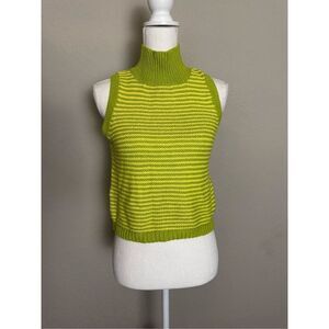 525 America Dark Light Green Knitted Sweater Tank Top Small